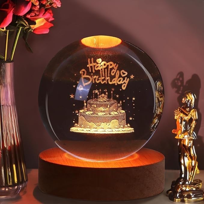 3D Birthday Crystal Ball Night Lamp