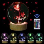 3D Rose Crystal Ball Night Lamp