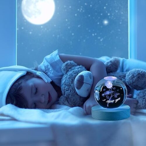 3D Rose Crystal Ball Night Lamp4