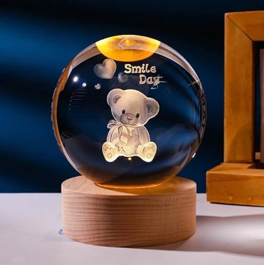 3D Smile Day Crystal Ball Night Lamp