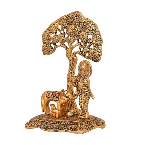 Golden Krishna Idol with Kamdhenu Cow4