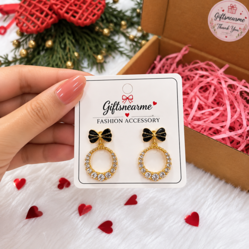 Black Bow Sparkle Earrings2