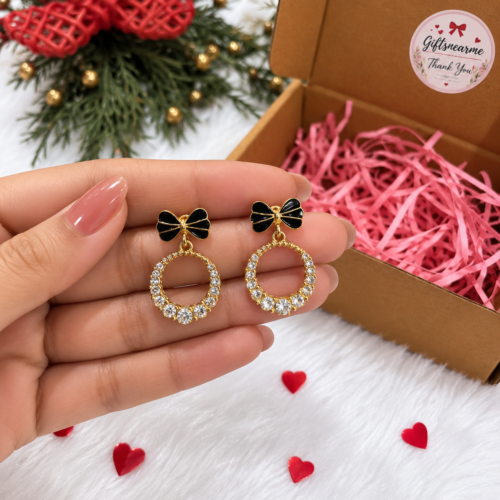 Black Bow Sparkle Earrings3